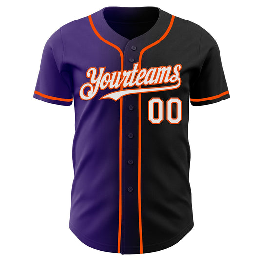 Custom Black White Purple-Orange Authentic Gradient Fashion Baseball Jersey - Sky-Custom