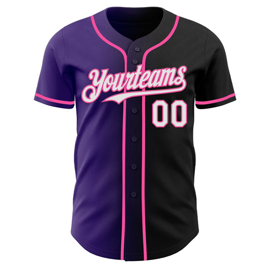 Custom Black White Purple-Pink Authentic Gradient Fashion Baseball Jersey - Sky-Custom