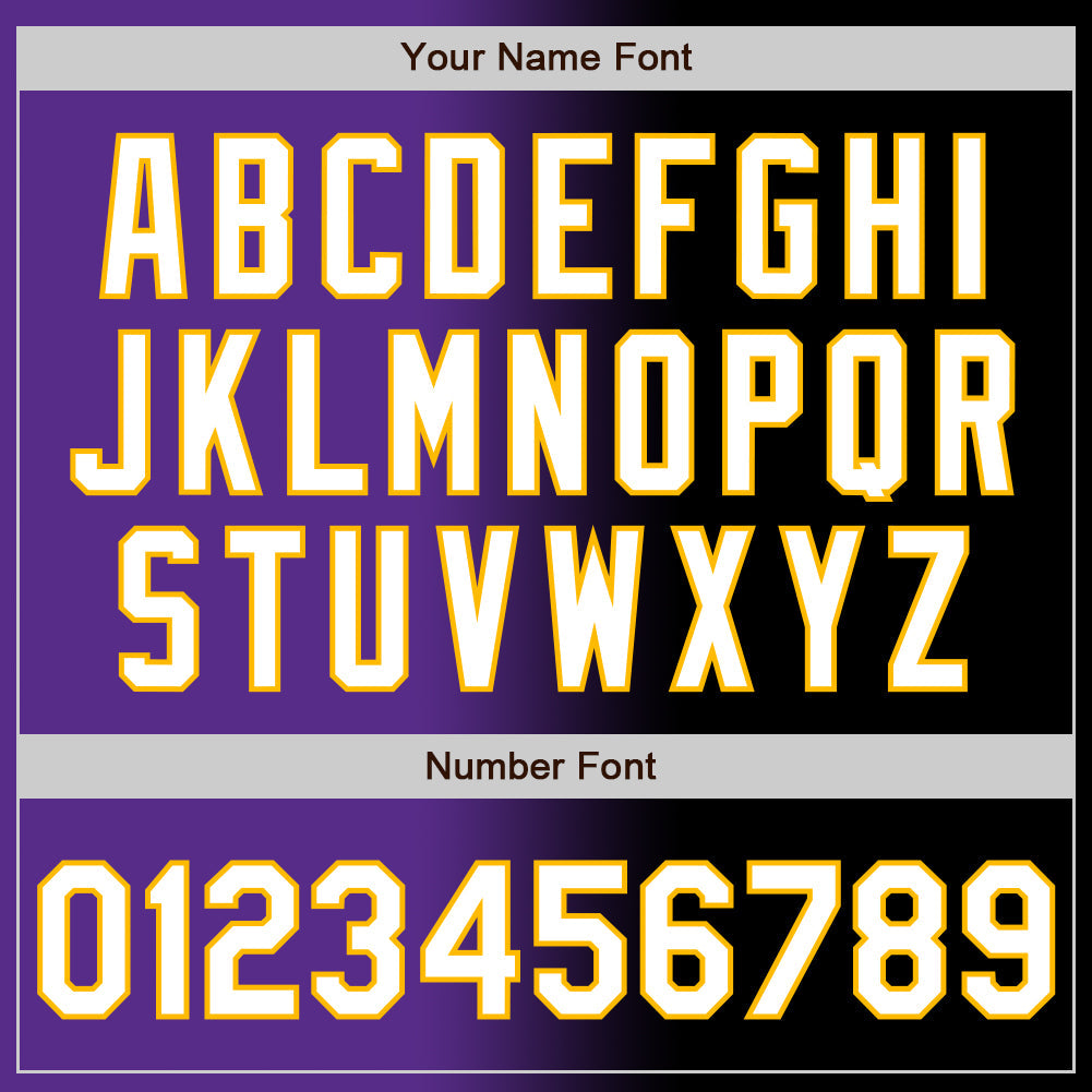 Custom Black White Purple-Gold Authentic Gradient Fashion Baseball Jersey - Sky-Custom