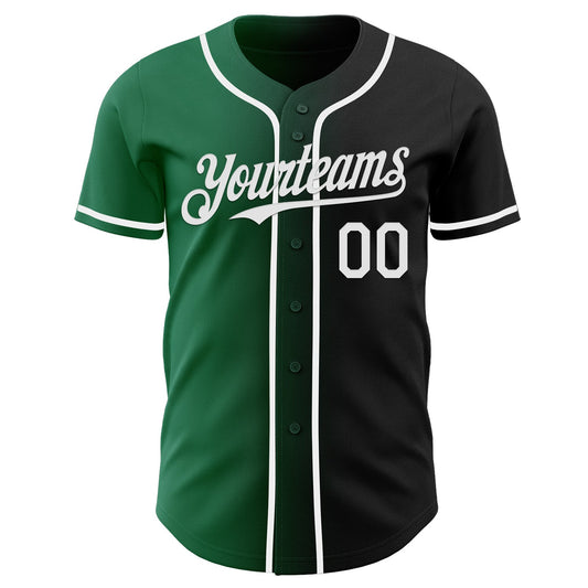 Custom Black White-Kelly Green Authentic Gradient Fashion Baseball Jersey - Sky-Custom