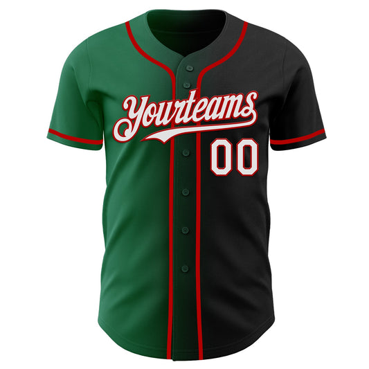 Custom Black White Kelly Green-Red Authentic Gradient Fashion Baseball Jersey - Sky-Custom