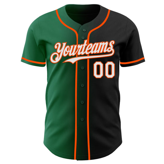 Custom Black White Kelly Green-Orange Authentic Gradient Fashion Baseball Jersey - Sky-Custom