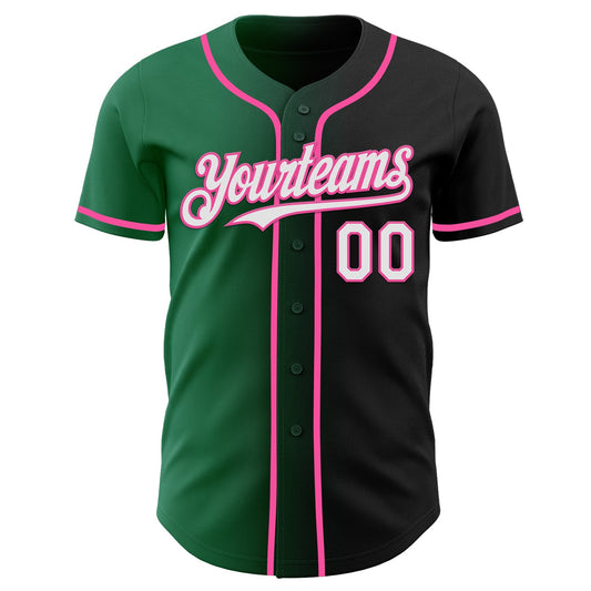 Custom Black White Kelly Green-Pink Authentic Gradient Fashion Baseball Jersey - Sky-Custom