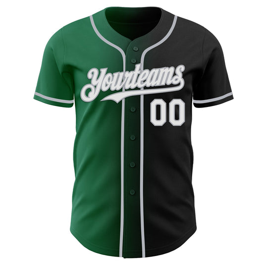Custom Black White Kelly Green-Gray Authentic Gradient Fashion Baseball Jersey - Sky-Custom