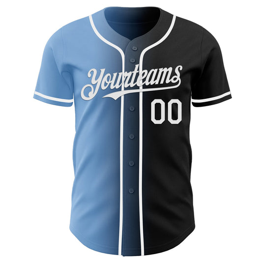 Custom Black White-Light Blue Authentic Gradient Fashion Baseball Jersey - Sky-Custom