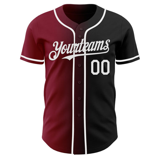 Custom Black White-Crimson Authentic Gradient Fashion Baseball Jersey - Sky-Custom