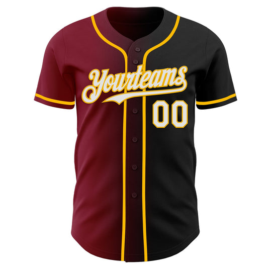 Custom Black White Crimson-Gold Authentic Gradient Fashion Baseball Jersey - Sky-Custom