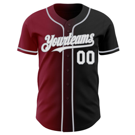 Custom Black White Crimson-Gray Authentic Gradient Fashion Baseball Jersey - Sky-Custom