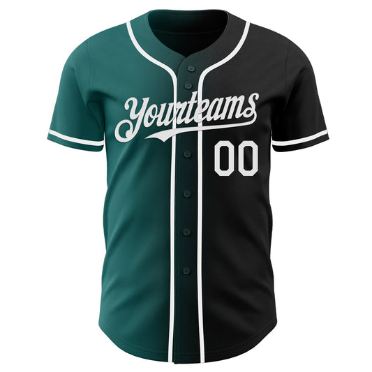 Custom Black White-Teal Authentic Gradient Fashion Baseball Jersey - Sky-Custom