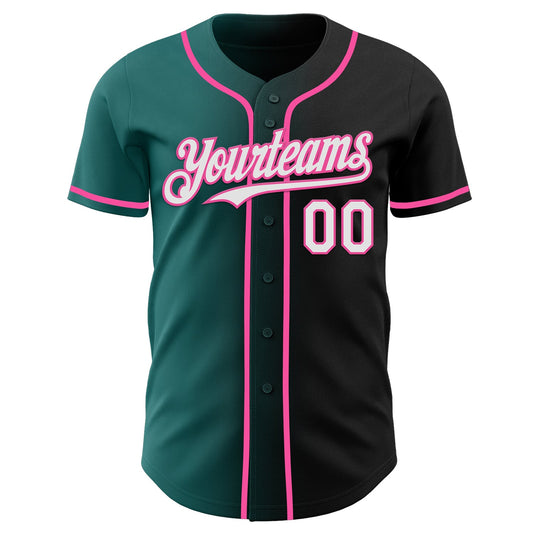 Custom Black White Teal-Pink Authentic Gradient Fashion Baseball Jersey - Sky-Custom