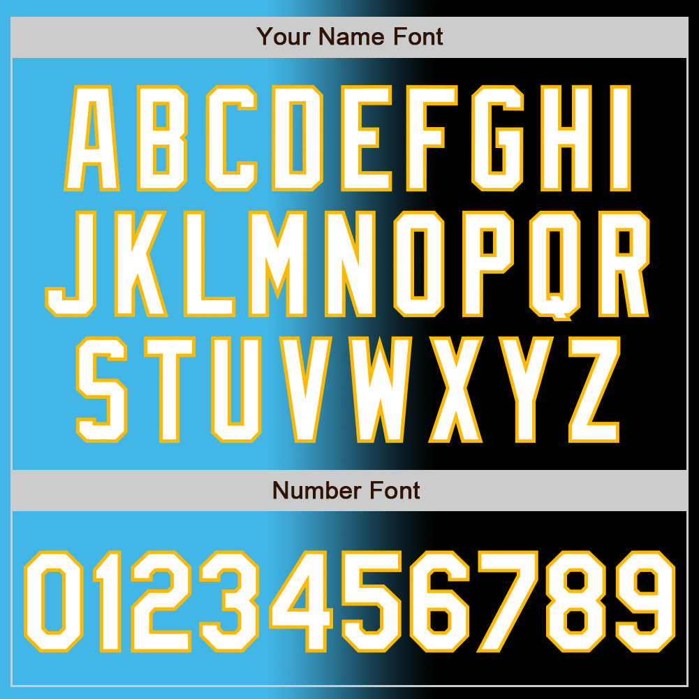 Custom Black White Sky Blue-Gold Authentic Gradient Fashion Baseball Jersey - Sky-Custom