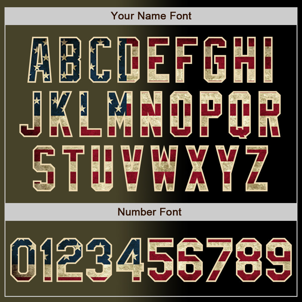 Custom Black Vintage USA Flag Olive-Cream Authentic Gradient Fashion Baseball Jersey - Sky-Custom