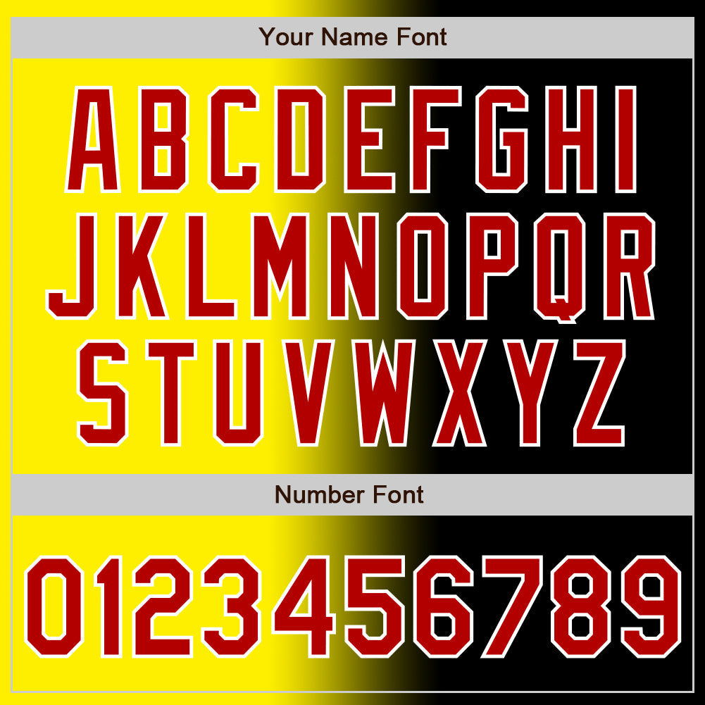 Custom Black Red Light Yellow-White Authentic Gradient Fashion Baseball Jersey - Sky-Custom