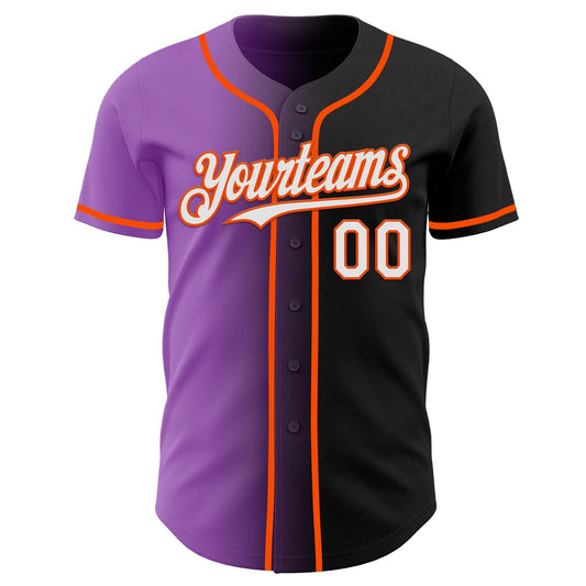 Custom Black White Medium Purple-Orange Authentic Gradient Fashion Baseball Jersey - Sky-Custom