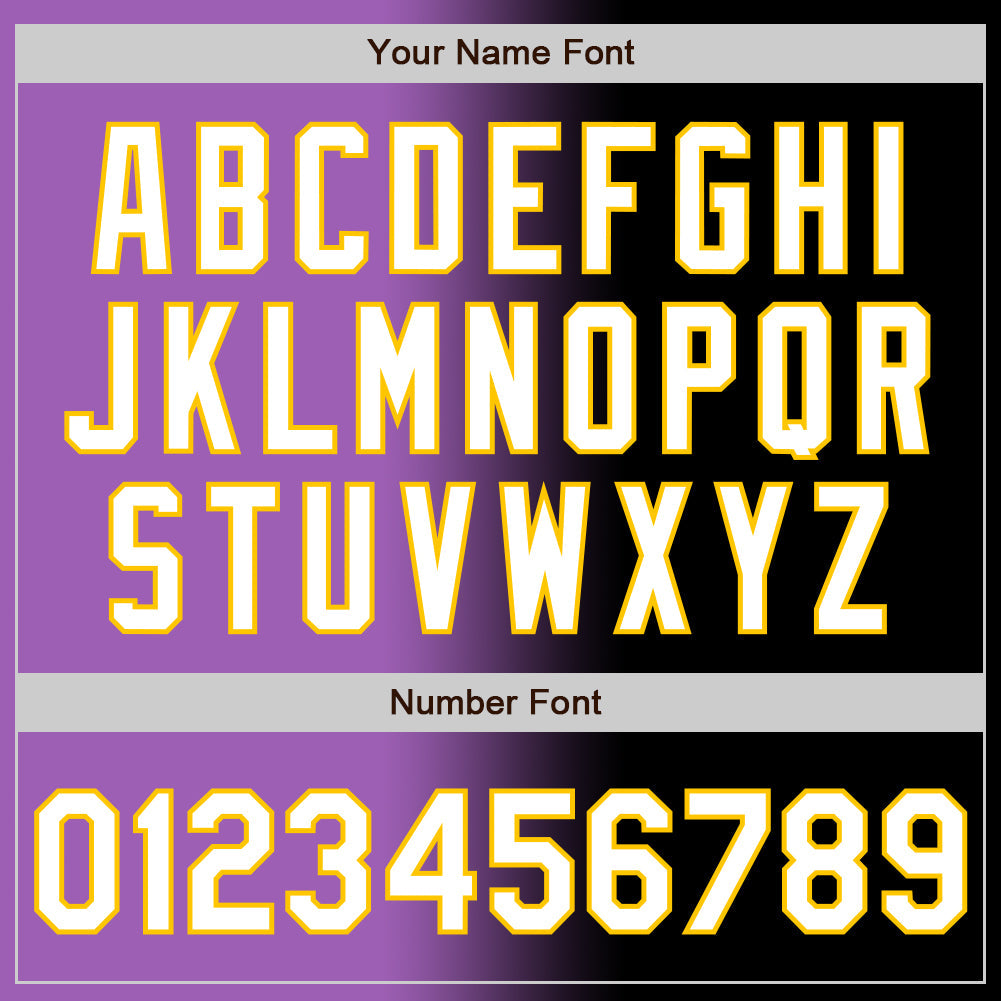Custom Black White Medium Purple-Yellow Authentic Gradient Fashion Baseball Jersey - Sky-Custom