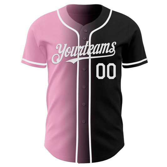 Custom Black White-Light Pink Authentic Gradient Fashion Baseball Jersey - Sky-Custom