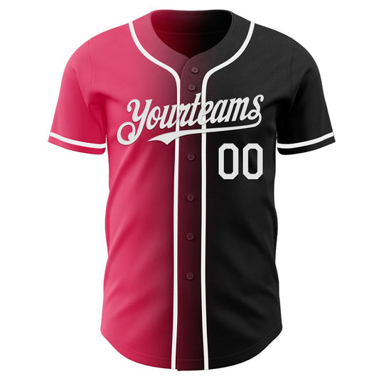 Custom Black White-Neon Pink Authentic Gradient Fashion Baseball Jersey - Sky-Custom