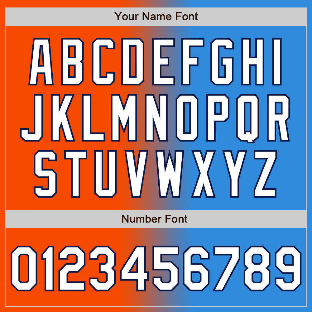 Custom Electric Blue White Orange-Navy Authentic Gradient Fashion Baseball Jersey - Sky-Custom