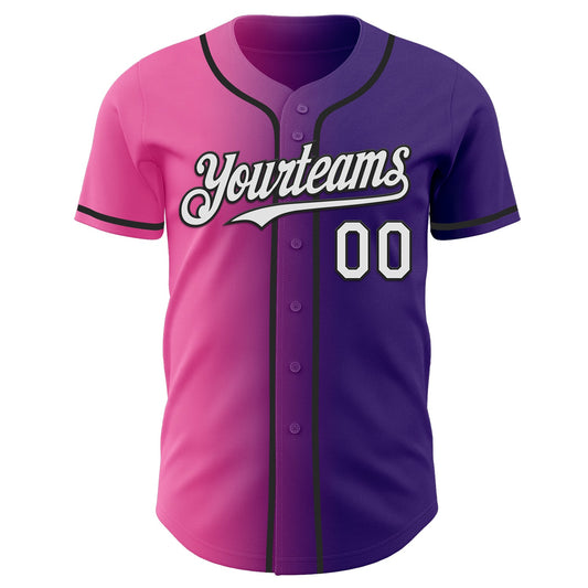 Custom Purple White Pink-Black Authentic Gradient Fashion Baseball Jersey - Sky-Custom