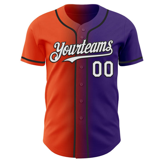 Custom Purple White Orange-Black Authentic Gradient Fashion Baseball Jersey - Sky-Custom