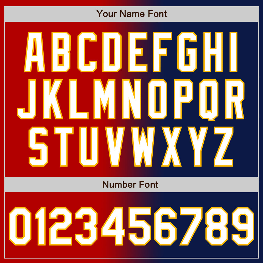 Custom Navy White Red-Gold Authentic Gradient Fashion Baseball Jersey - Sky-Custom