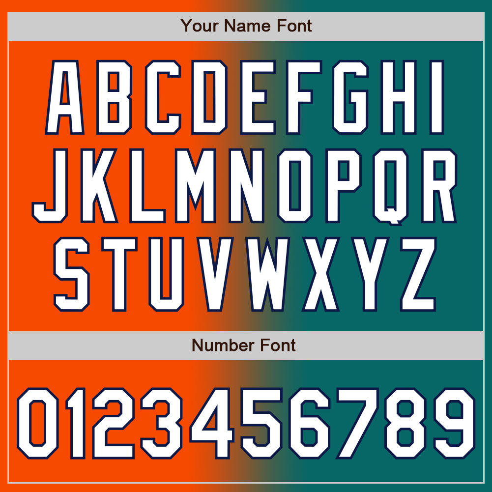 Custom Teal White Orange-Navy Authentic Gradient Fashion Baseball Jersey - Sky-Custom