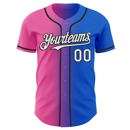 Custom Thunder Blue White Pink-Black Authentic Gradient Fashion Baseball Jersey - Sky-Custom
