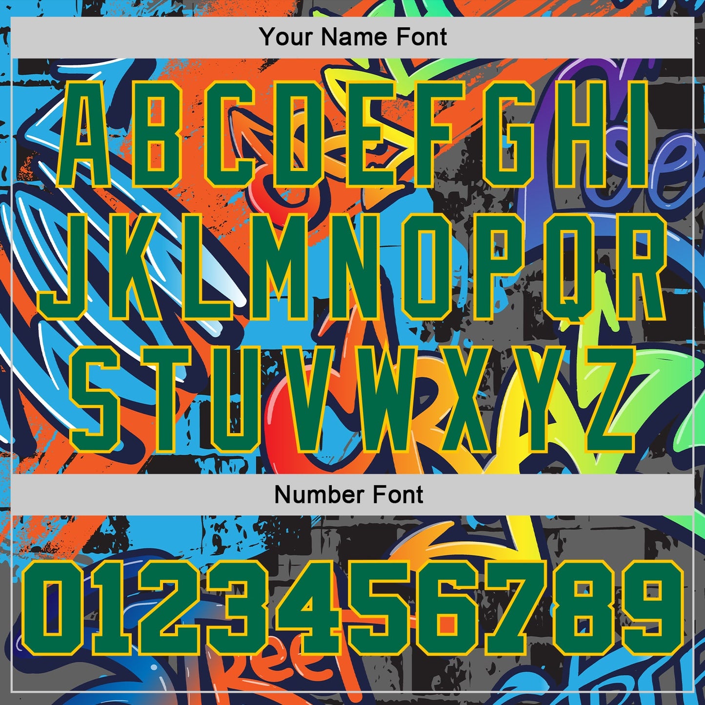 Custom Graffiti Pattern Kelly Green-Gold 3D Geometric Authentic Basketball Jersey - Sky-Custom