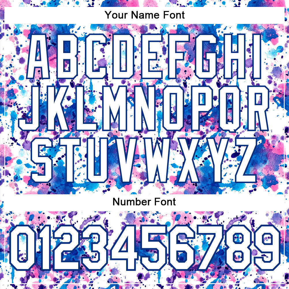 Custom Graffiti Pattern White-Royal 3D Abstract Watercolor Authentic Baseball Jersey - Sky-Custom