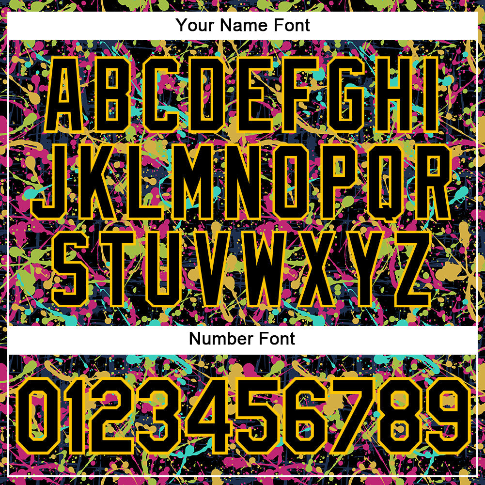 Custom Graffiti Pattern Black-Gold 3D Grunge Shabby Authentic Baseball Jersey - Sky-Custom