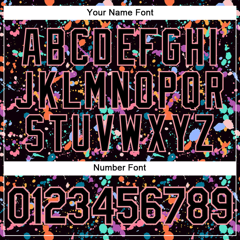 Custom Graffiti Pattern Black-Medium Pink 3D Expressive Splatter Authentic Baseball Jersey - Sky-Custom