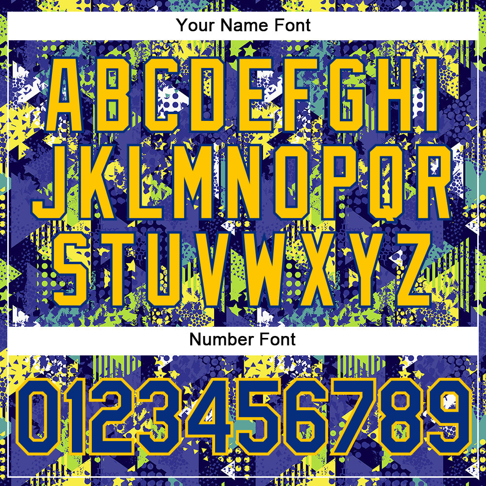 Custom Graffiti Pattern Royal-Gold 3D Creative Geometric Figures Triangle And Dots Authentic Baseball Jersey - Sky-Custom