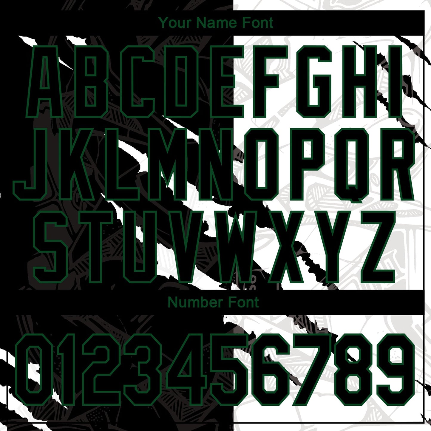 Custom Graffiti Pattern Black-Kelly Green 3D Scratch Authentic Baseball Jersey - Sky-Custom