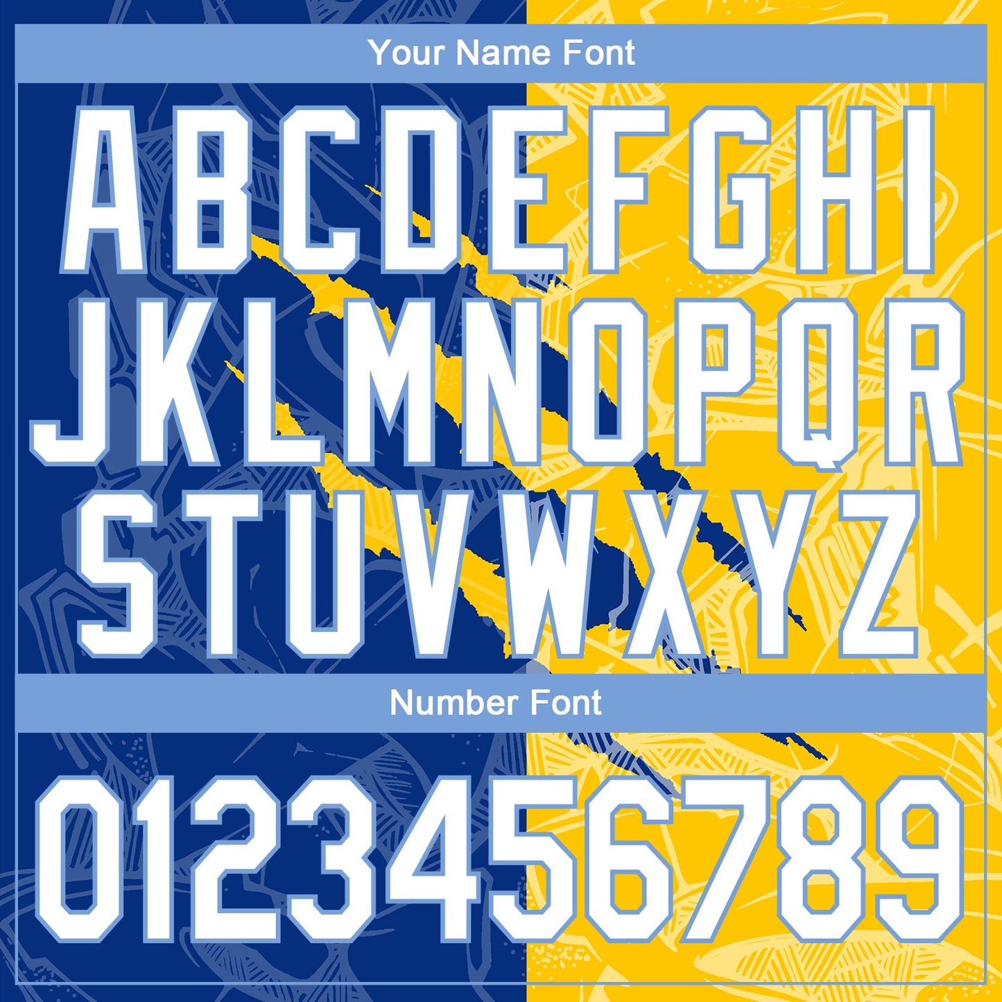 Custom Graffiti Pattern White Yellow Royal-Light Blue 3D Scratch Authentic Baseball Jersey - Sky-Custom