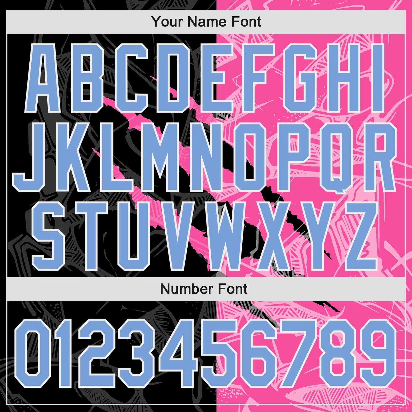 Custom Graffiti Pattern Light Blue Pink-Black 3D Scratch Authentic Baseball Jersey - Sky-Custom