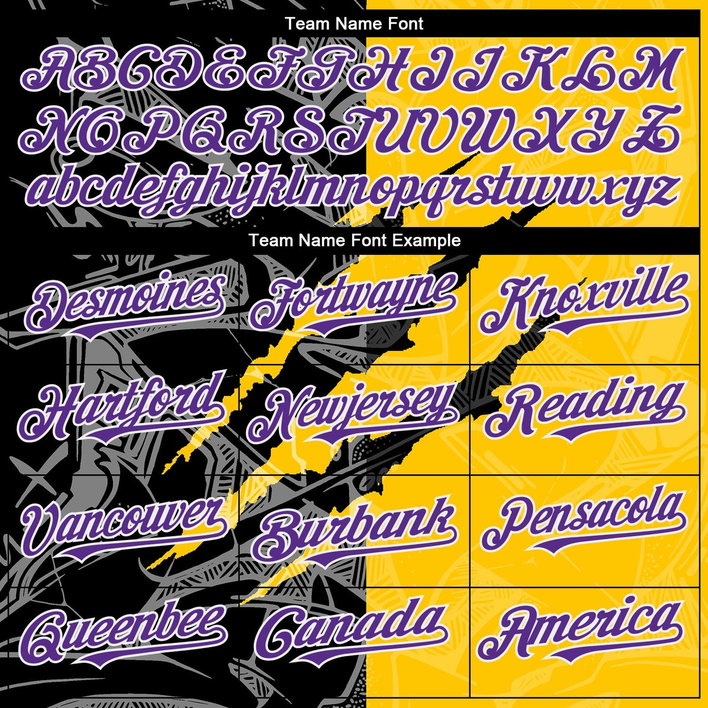 Custom Graffiti Pattern Purple Yellow-Black 3D Scratch Authentic Baseball Jersey - Sky-Custom