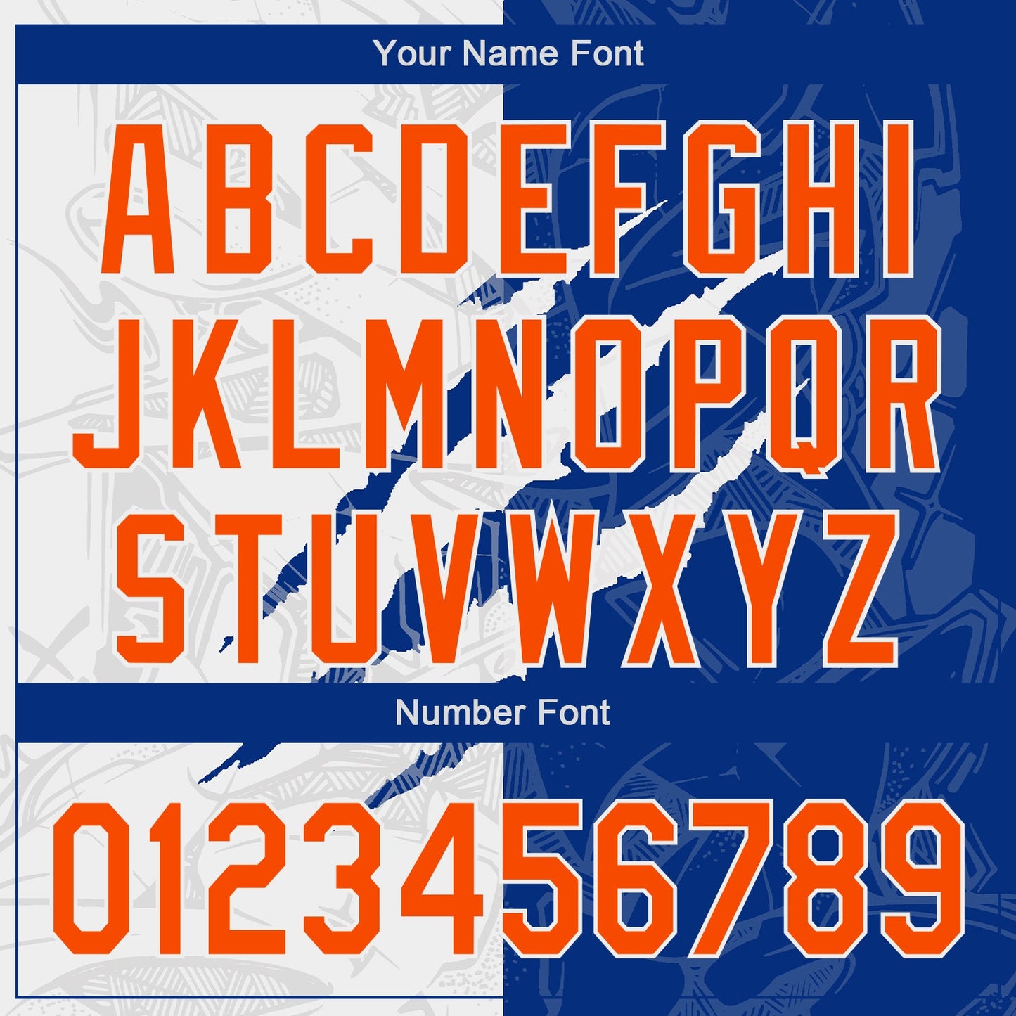 Custom Graffiti Pattern Orange-Royal 3D Scratch Authentic Baseball Jersey - Sky-Custom