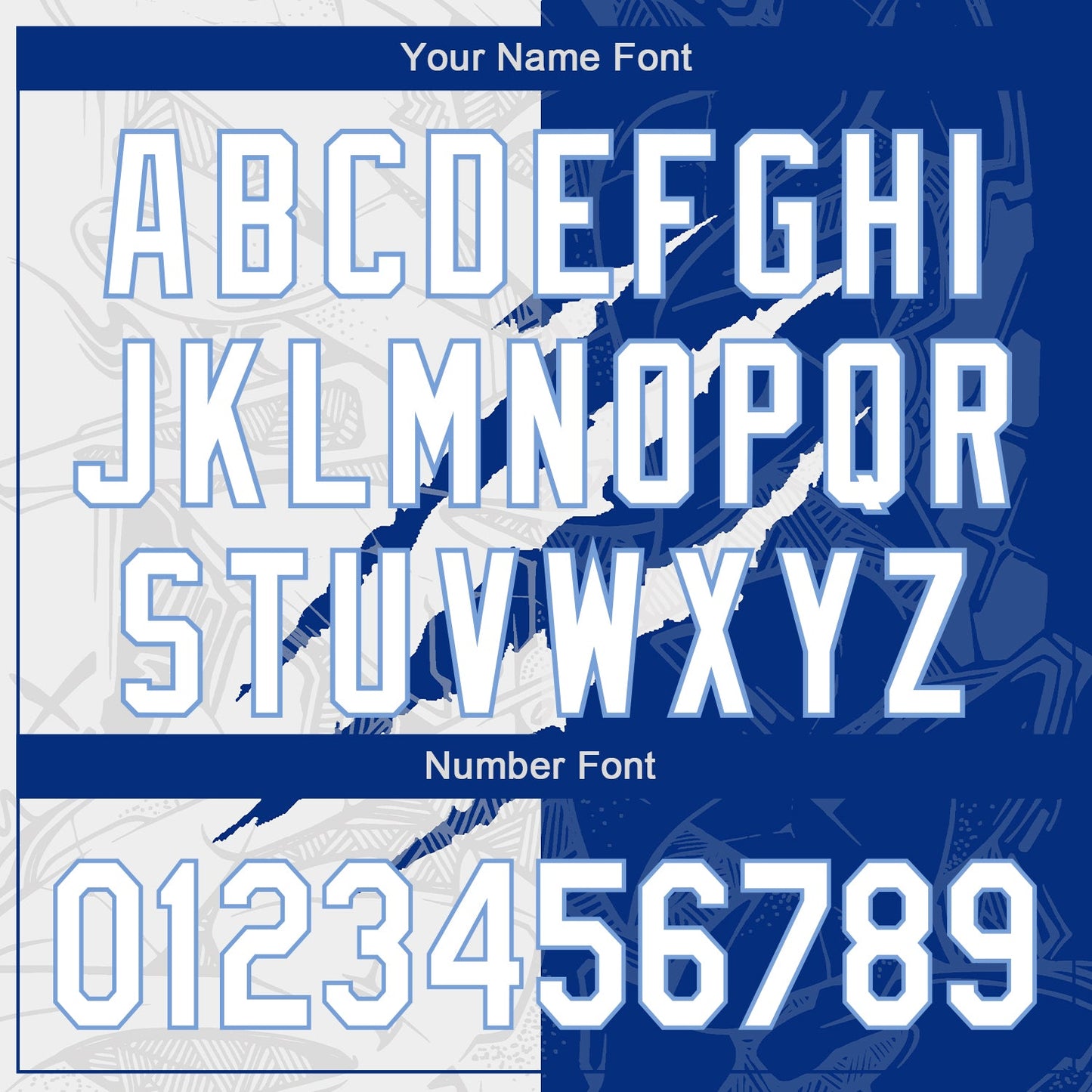 Custom Graffiti Pattern White Royal-Light Blue 3D Scratch Authentic Baseball Jersey - Sky-Custom