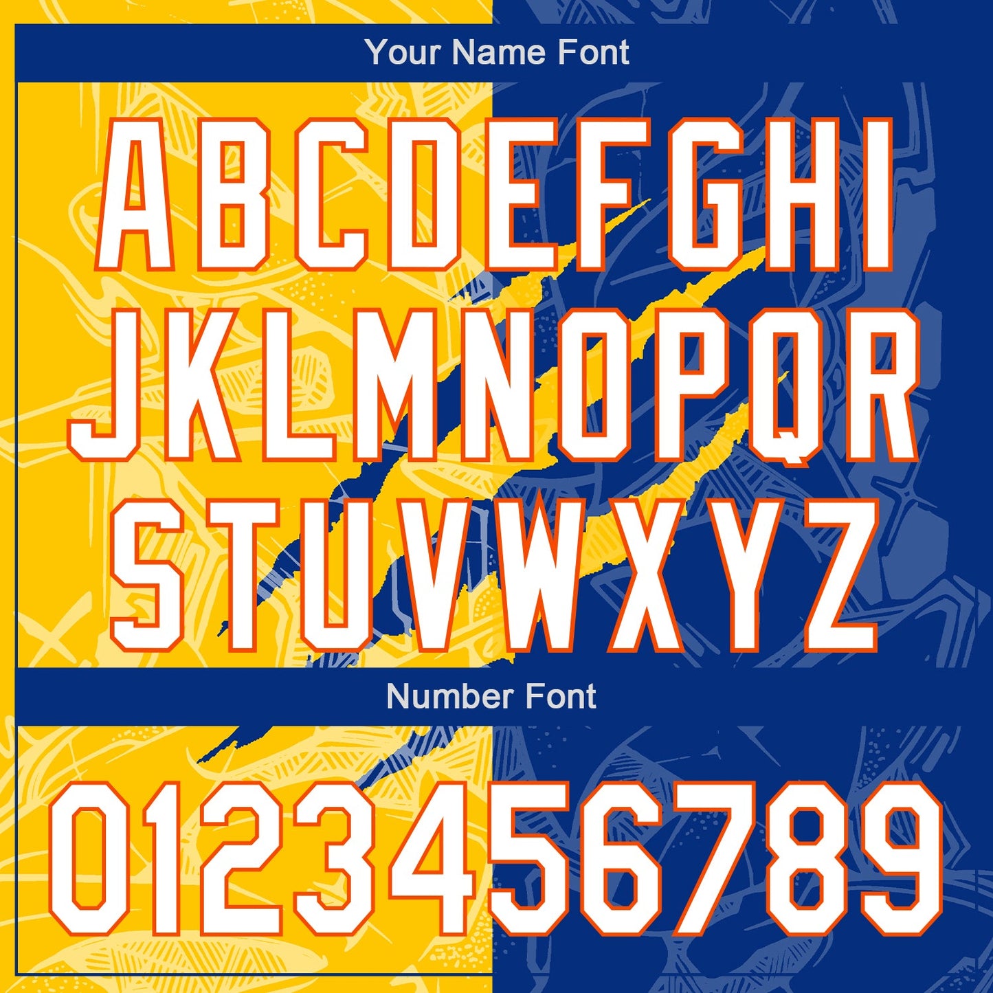 Custom Graffiti Pattern White Royal Yellow-Orange 3D Scratch Authentic Baseball Jersey - Sky-Custom