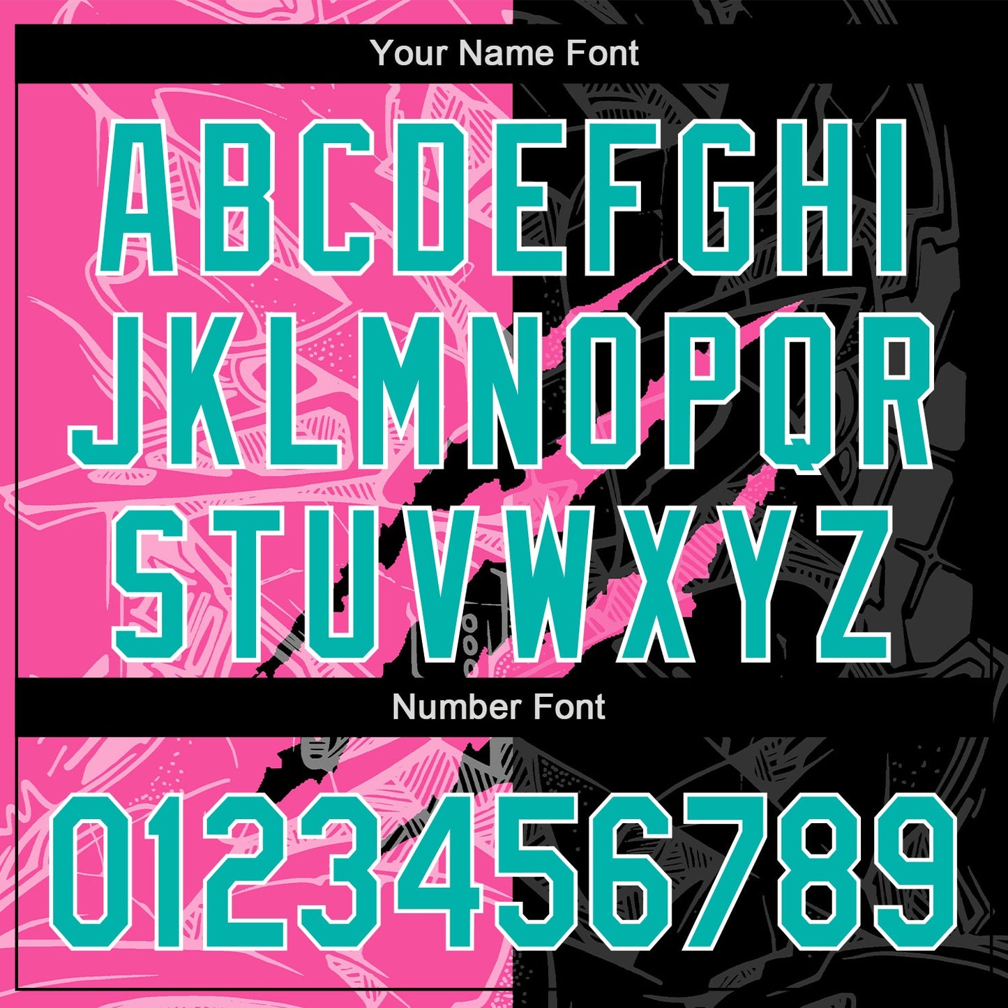 Custom Graffiti Pattern Aqua Black-Pink 3D Scratch Authentic Baseball Jersey - Sky-Custom