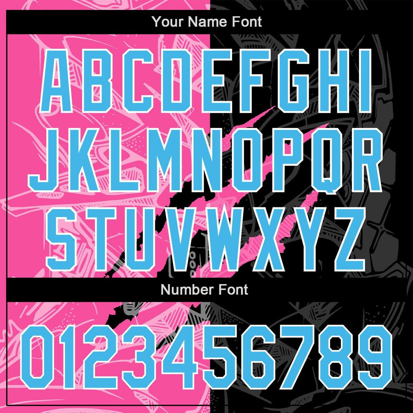 Custom Graffiti Pattern Sky Blue Black-Pink 3D Scratch Authentic Baseball Jersey - Sky-Custom