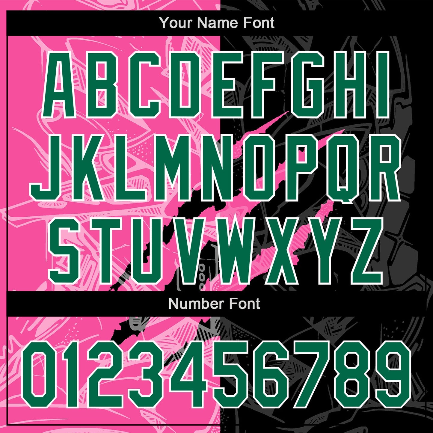 Custom Graffiti Pattern Kelly Green Black-Pink 3D Scratch Authentic Baseball Jersey - Sky-Custom
