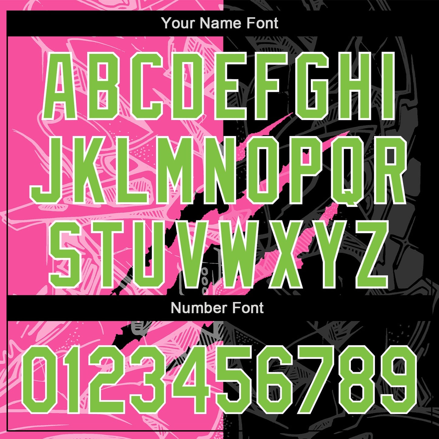 Custom Graffiti Pattern Neon Green Black-Pink 3D Scratch Authentic Baseball Jersey - Sky-Custom