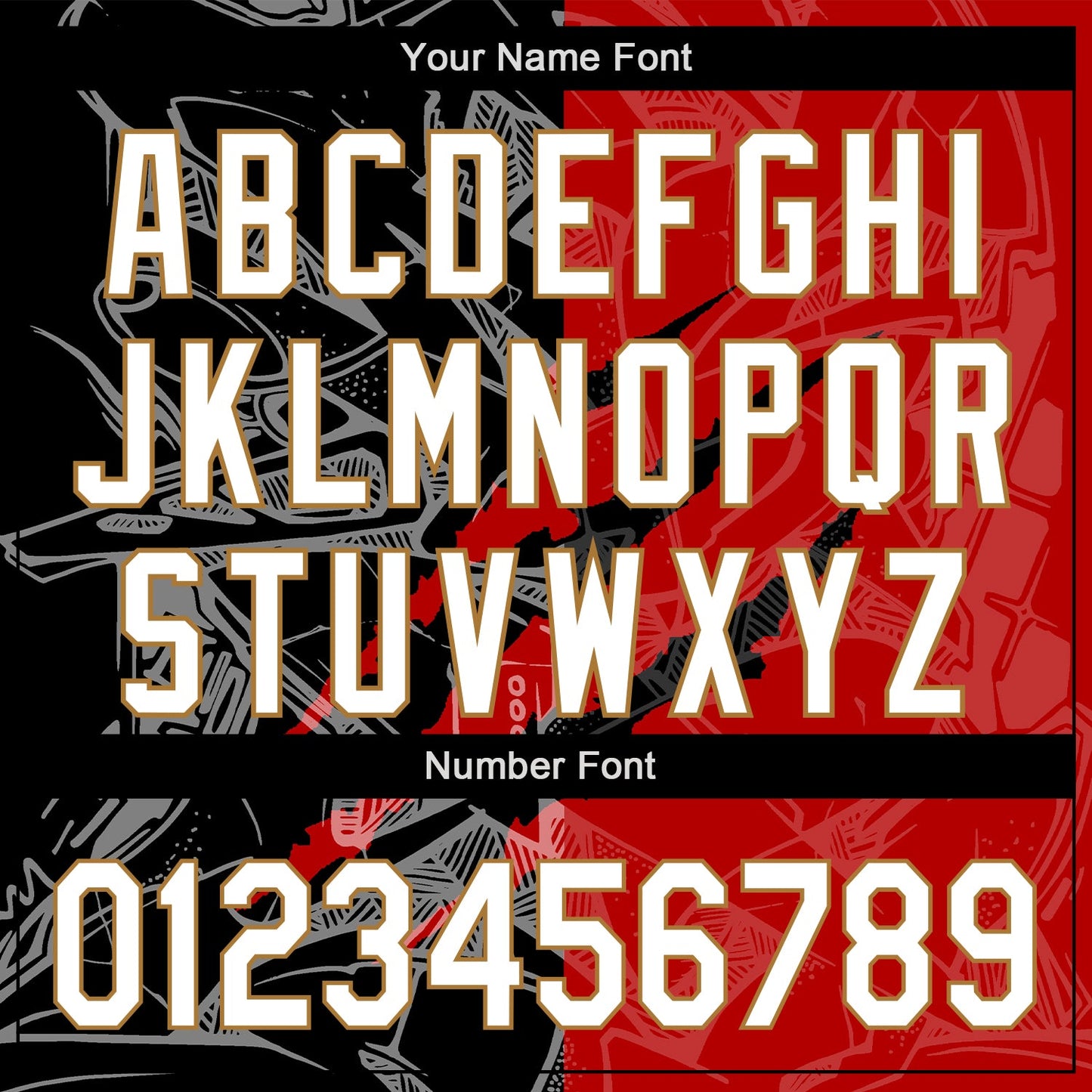 Custom Graffiti Pattern White Red Black-Old Gold 3D Scratch Authentic Baseball Jersey - Sky-Custom