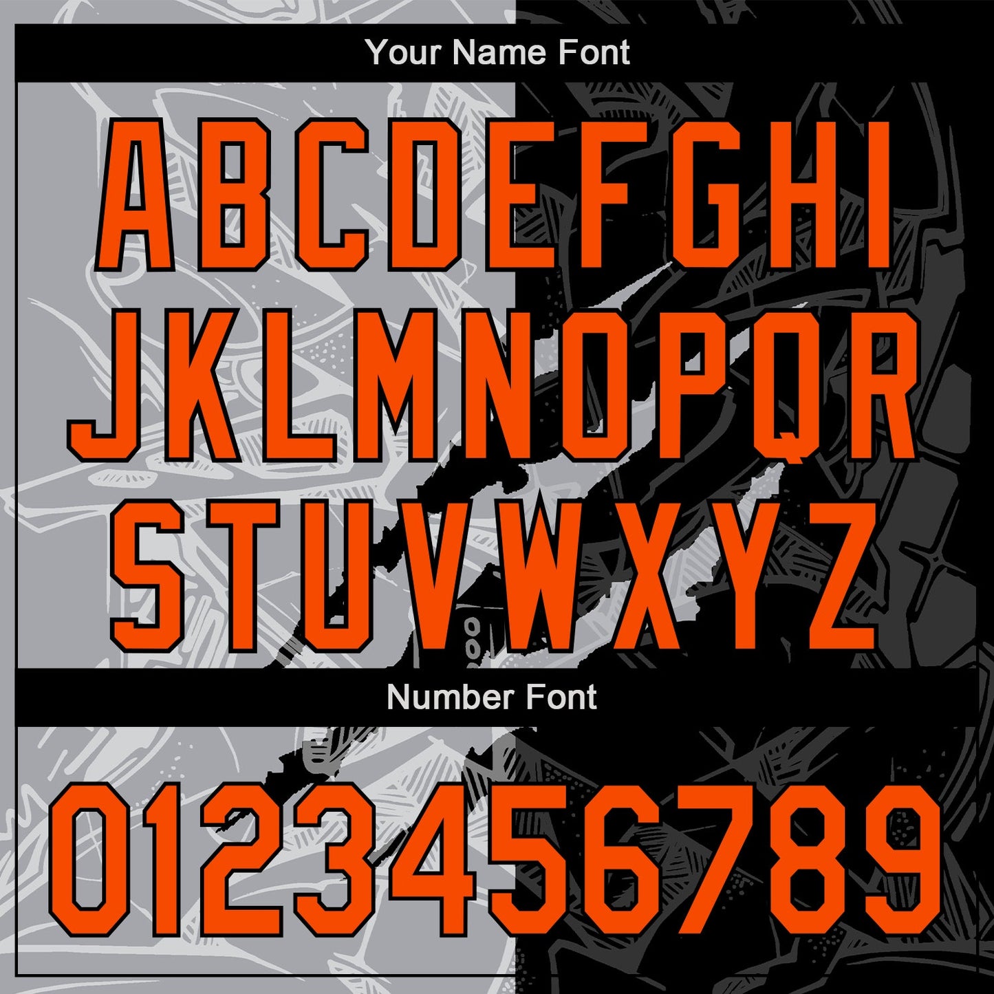 Custom Graffiti Pattern Orange Black-Gray 3D Scratch Authentic Baseball Jersey - Sky-Custom