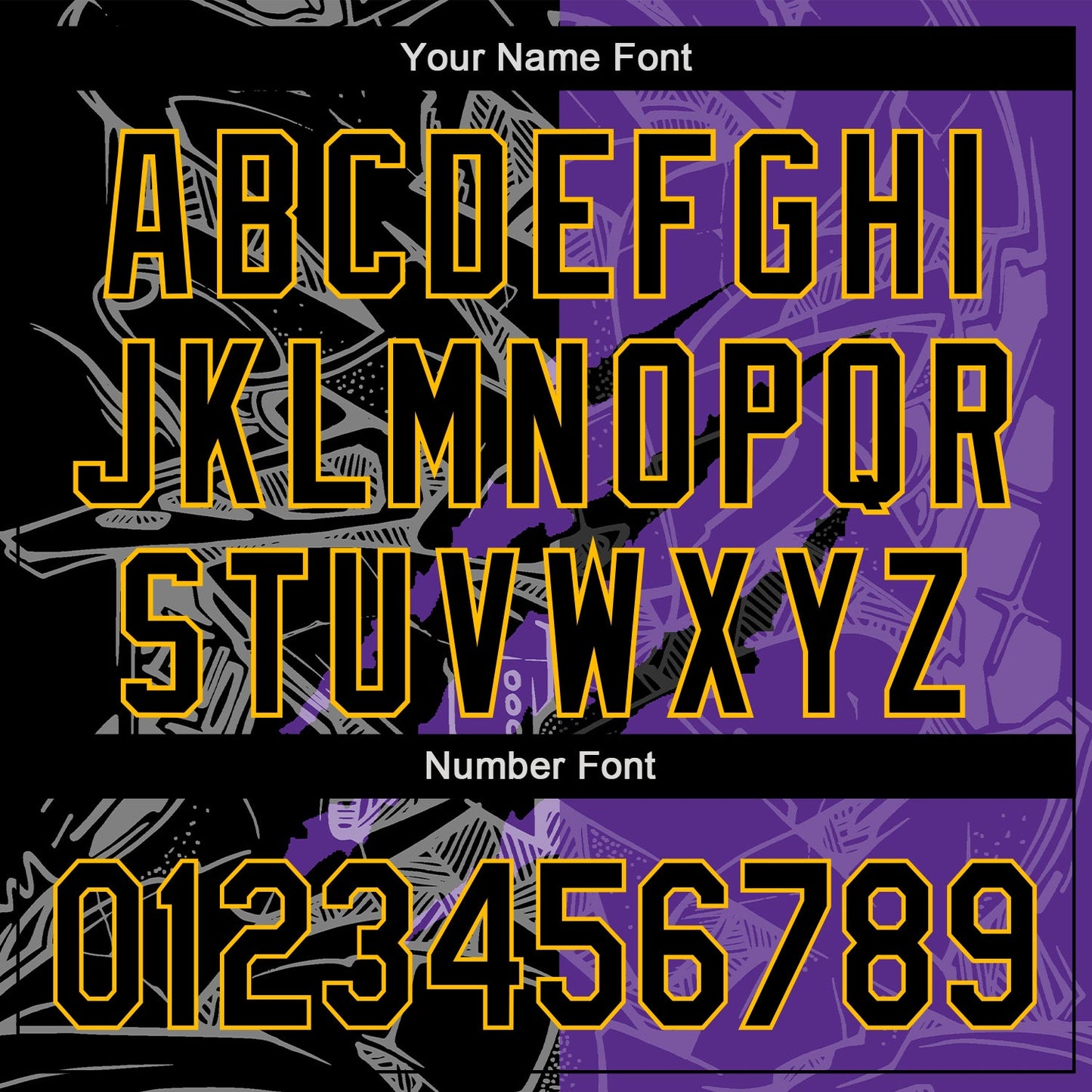 Custom Graffiti Pattern Black Purple-Gold 3D Scratch Authentic Baseball Jersey - Sky-Custom