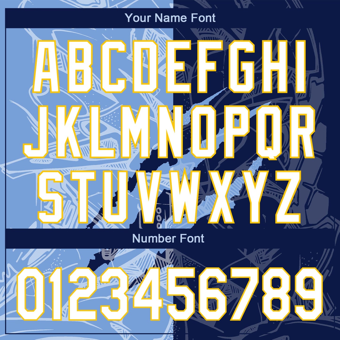 Custom Graffiti Pattern White Navy Light Blue-Yellow 3D Scratch Authentic Baseball Jersey - Sky-Custom