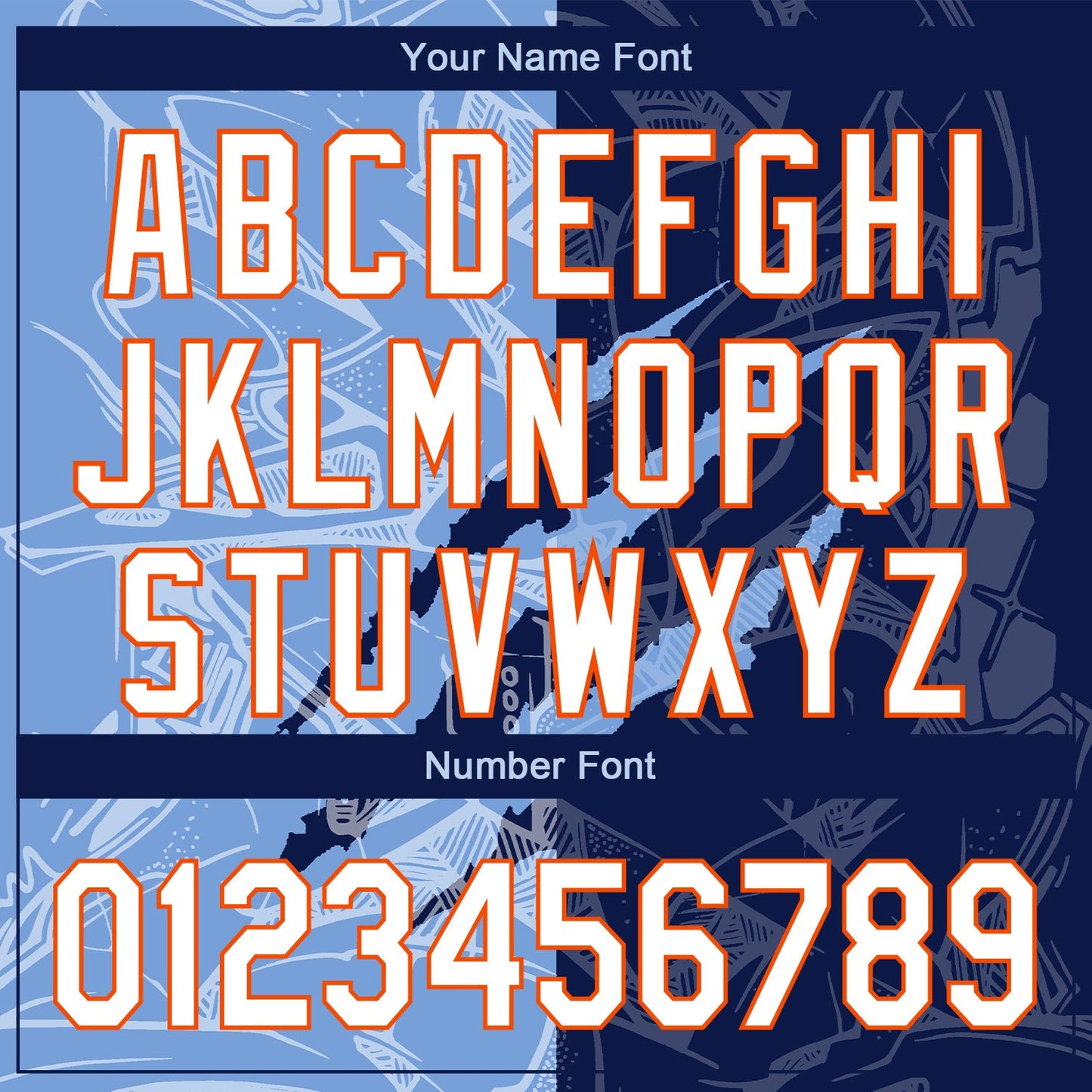 Custom Graffiti Pattern White Navy Light Blue-Orange 3D Scratch Authentic Baseball Jersey - Sky-Custom