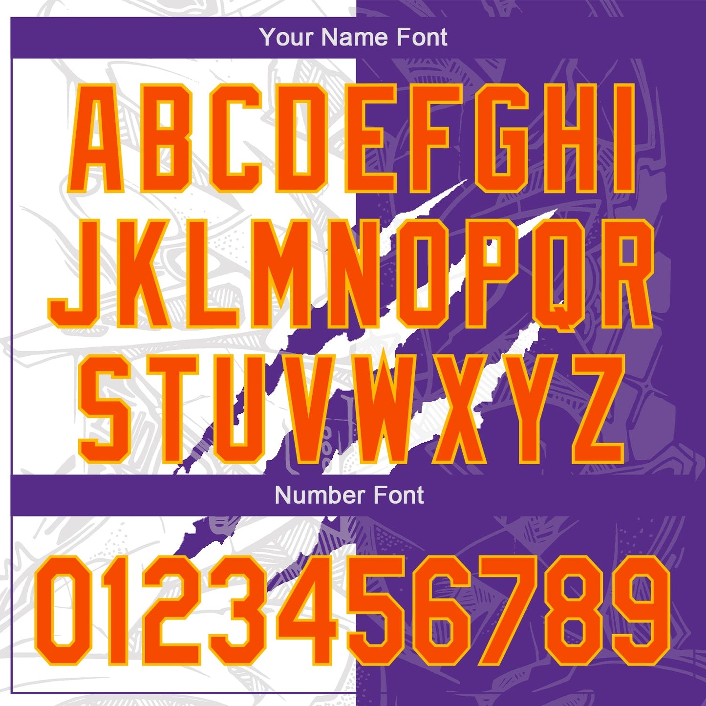 Custom Graffiti Pattern Orange Purple-Gold 3D Scratch Authentic Baseball Jersey - Sky-Custom