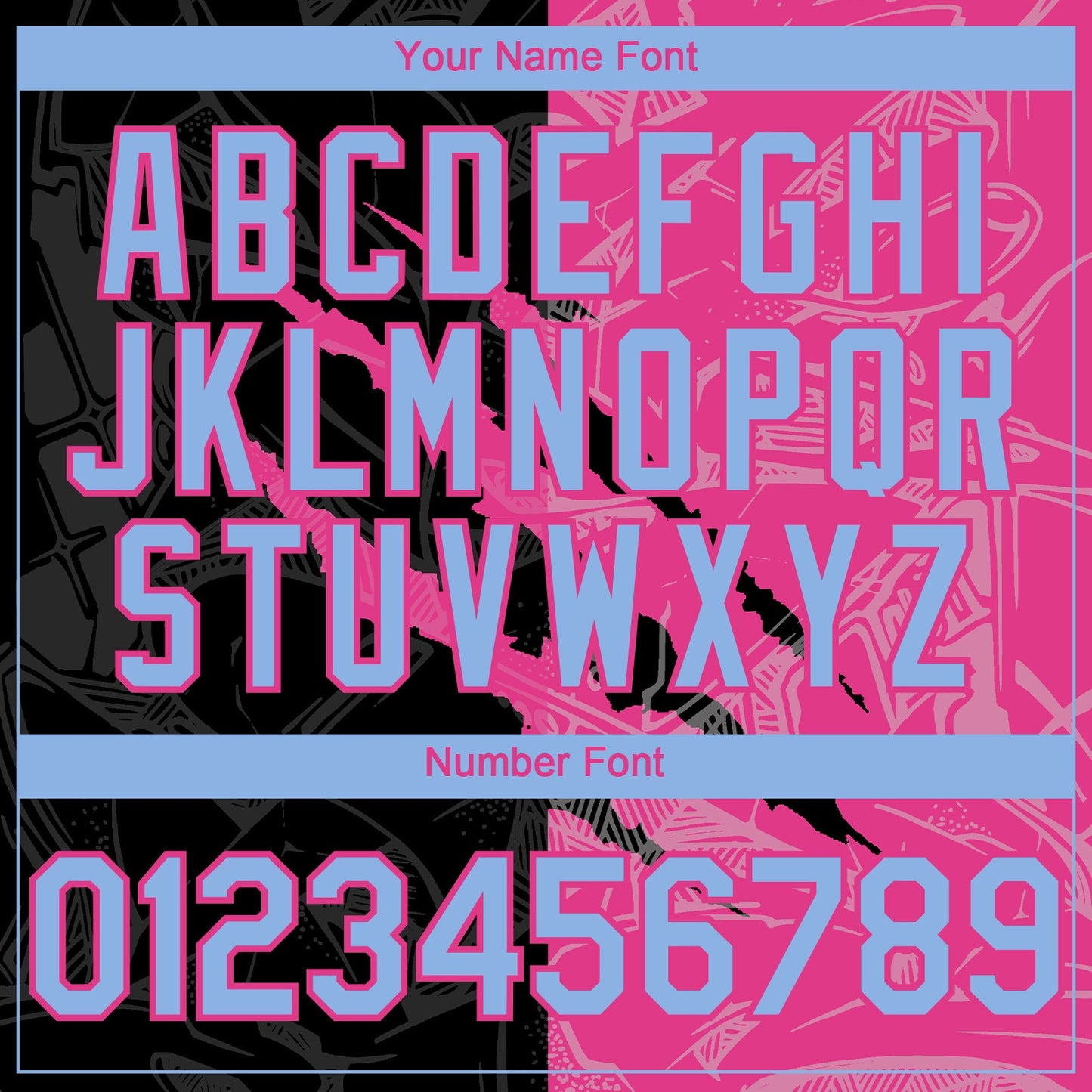 Custom Graffiti Pattern Light Blue Black-Pink 3D Scratch Authentic Baseball Jersey - Sky-Custom